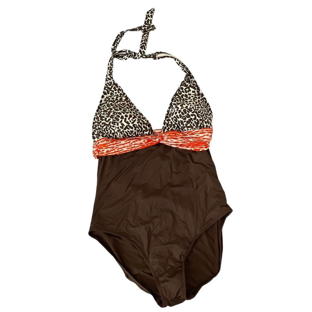 La Blanca Animal Print Halter One Piece Swimsuit